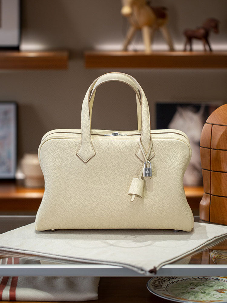 Victoria Layer Cowhide Boston Commuter Lightweight Handbags