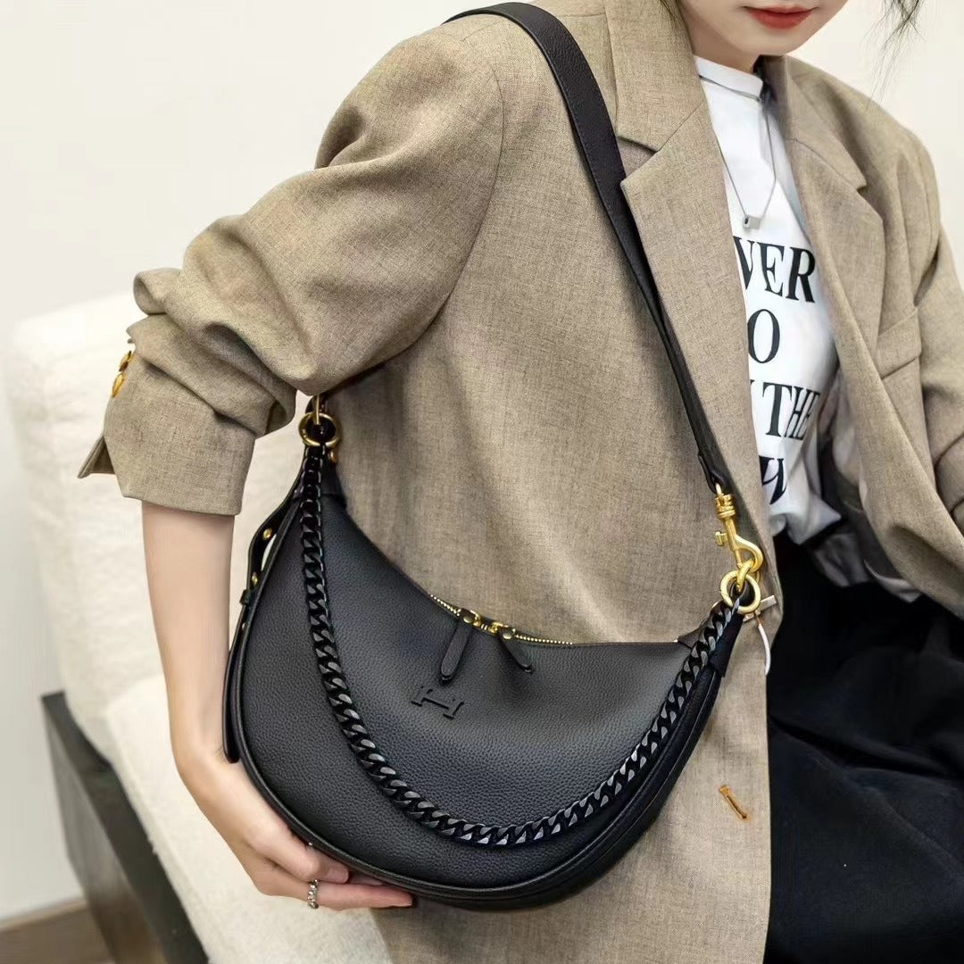 Women's Leather Underarm Fashion High Sense Chain Shoulder Bags