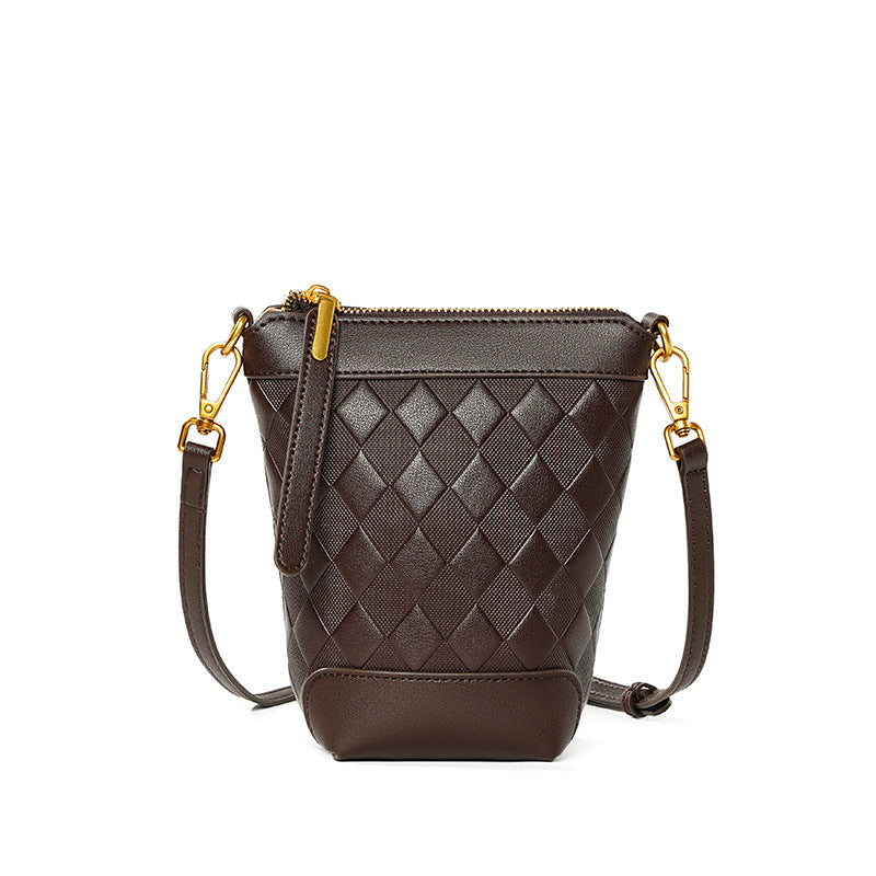 Women's Genuine Leather Design Sense Niche Vertical Crossbody Bags