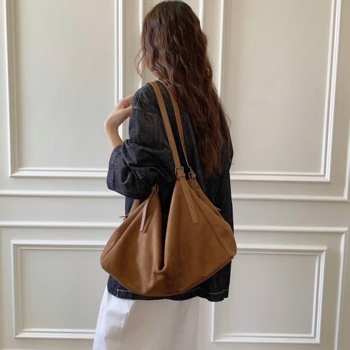 Fashion Suede Soft Leather Classic Style Tote Bags