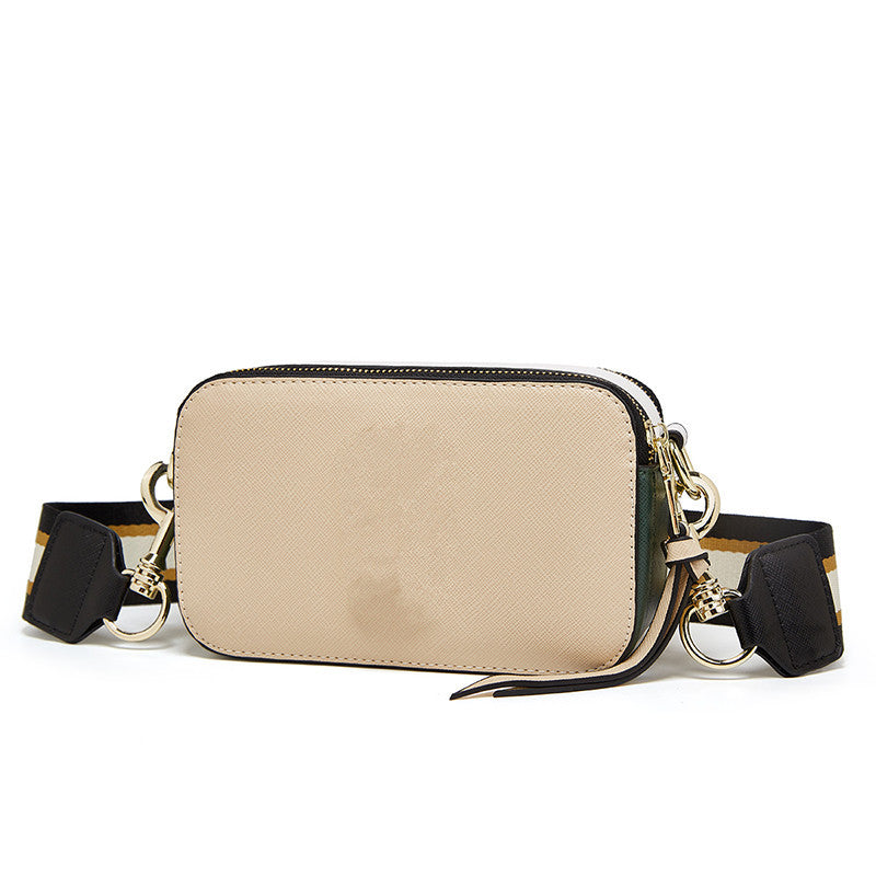 Women's J Cross Pattern Contrast Color Wide Strap Shoulder Bags