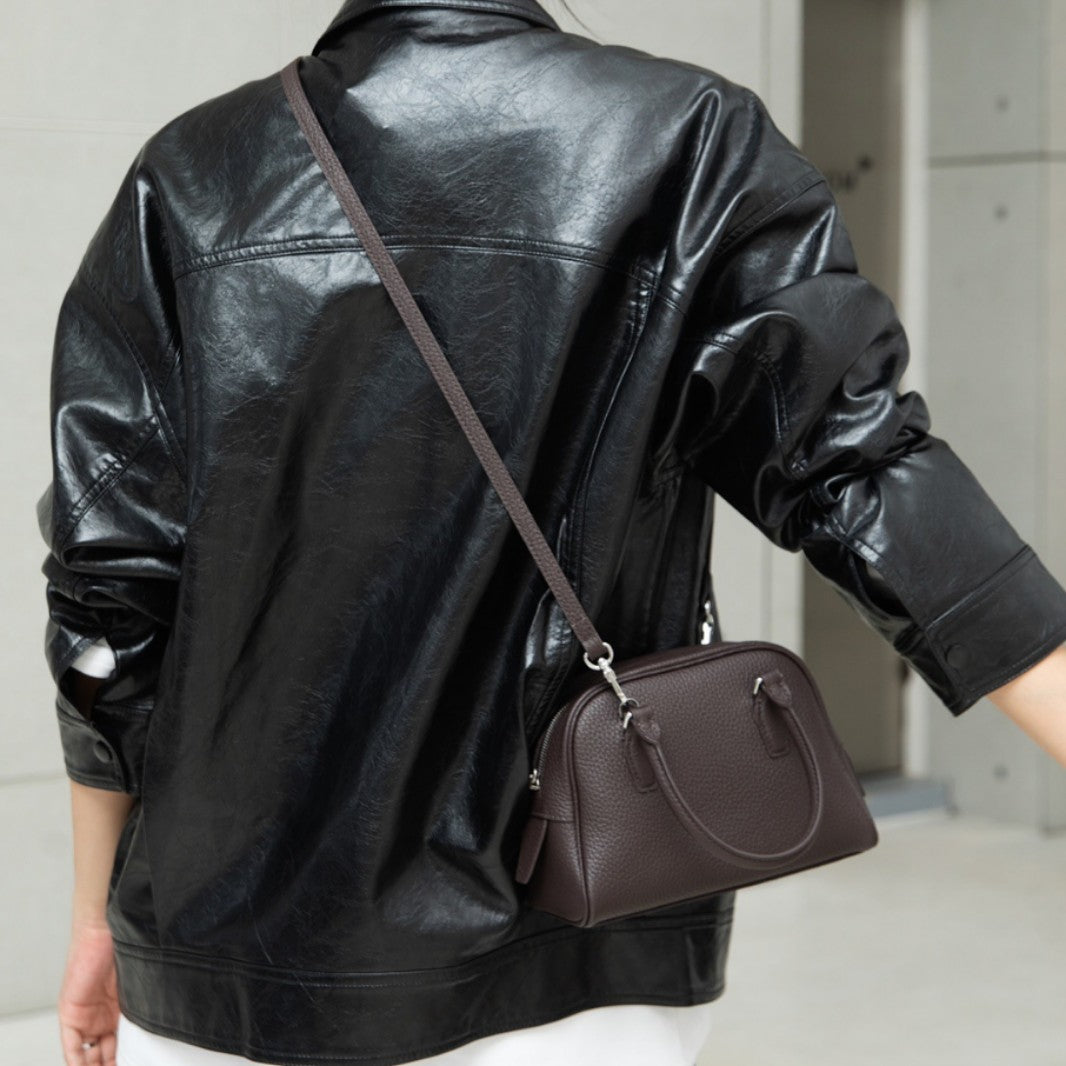 Women's First Layer Cowhide Bowling High Quality Crossbody Bags