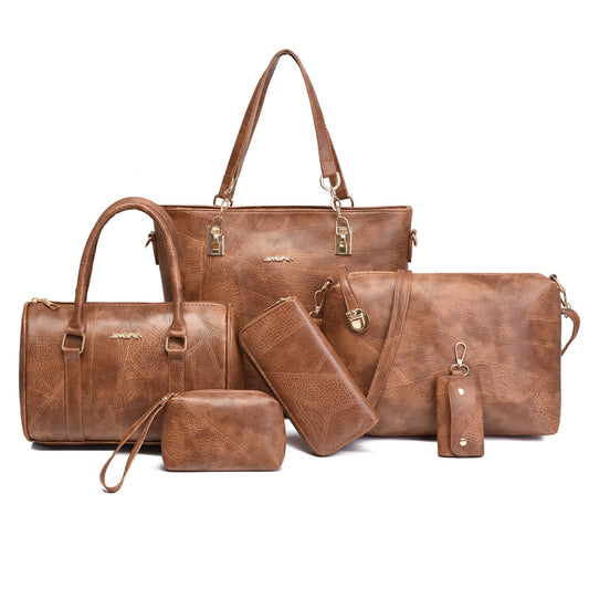 Women's Fashion Simple Leather Pattern Set Mother Shoulder Bags
