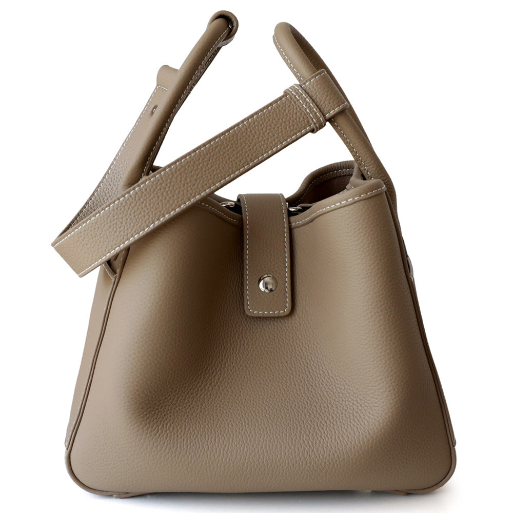 Women's First Layer Lychee Pattern Genuine Leather Vegetable Bags