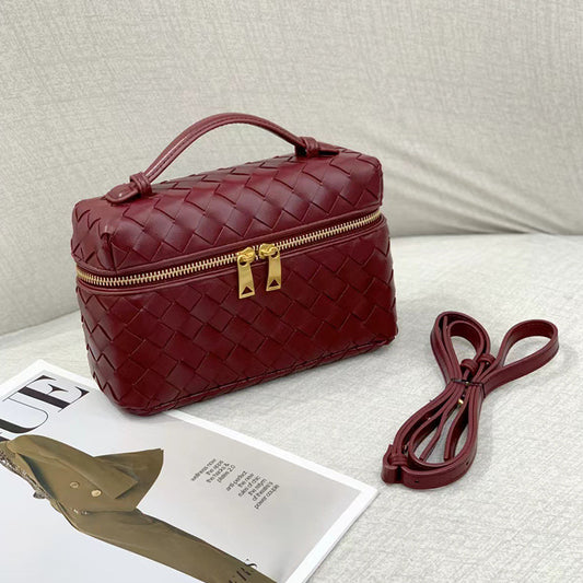 Leather Hand-woven Vintage Weave Lunch Box Backpacks