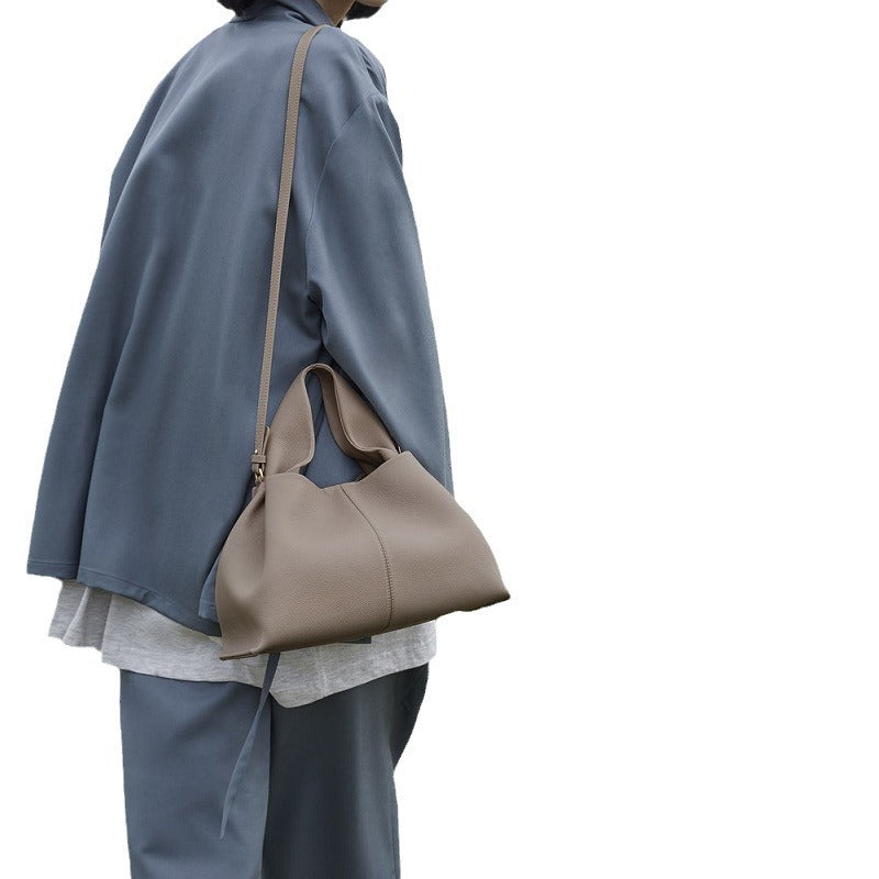 Durable Dumpling French Minority Cowhide Cloud Crossbody Bags