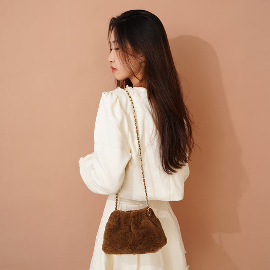 Women's Design Plush Fashion Wool Cloud Chain Shoulder Bags