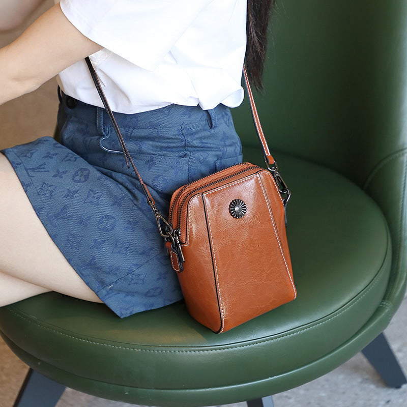Women's New Mobile Mini Genuine Leather Shoulder Bags