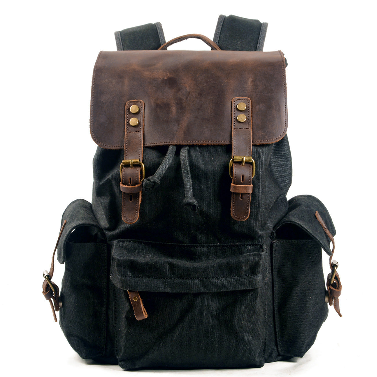 Men's Trendy Computer Oil Wax Matching Hide Backpacks