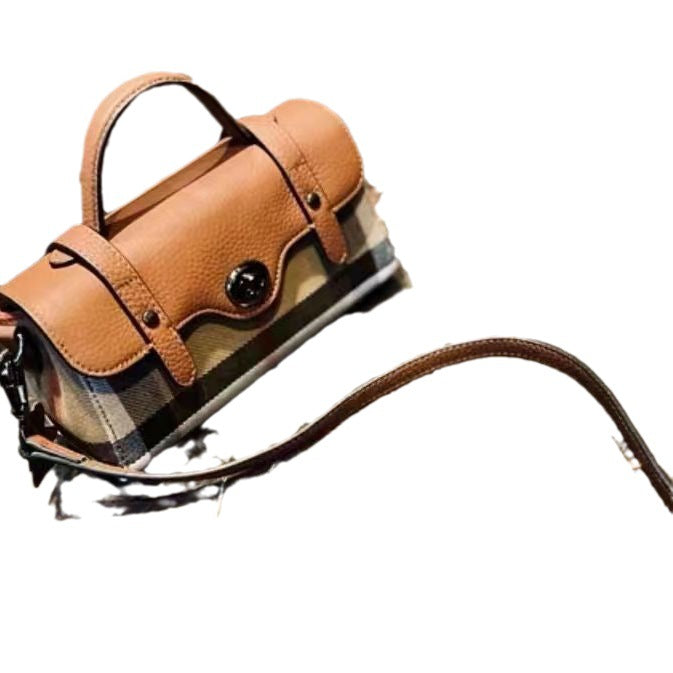 Real Leather Canvas Pillow Plaid Classic Crossbody Bags