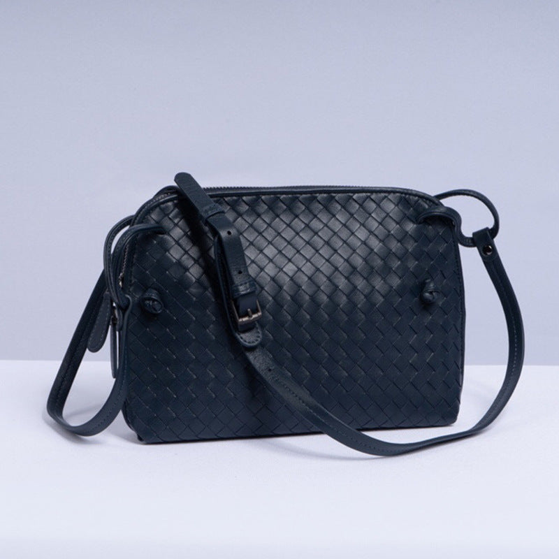 Women's Sheepskin Large Capacity Green Hand-woven Leather Crossbody Bags