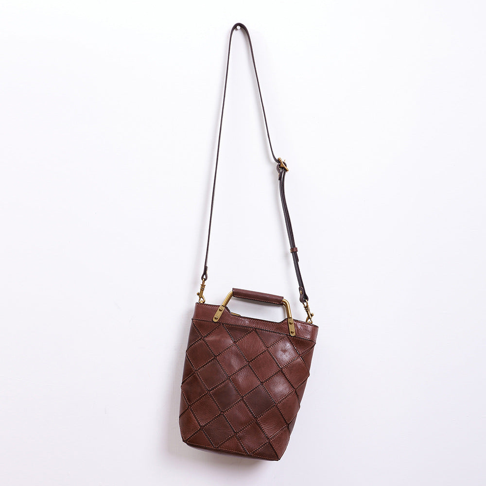 Women's Fashion Genuine Leather Retro Patchwork Crossbody Bags