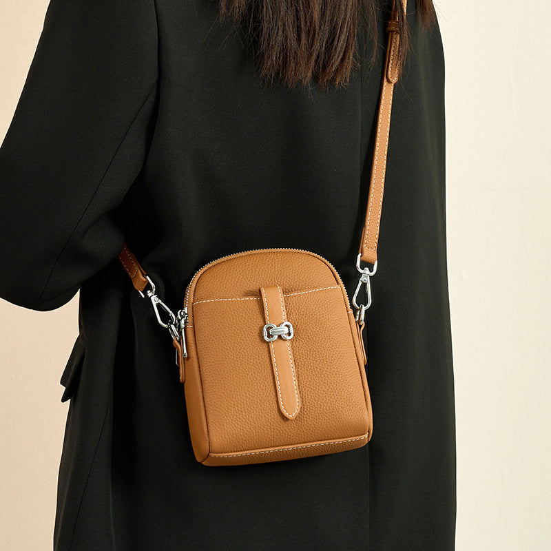 Women's Mobile Genuine Leather First Layer Cowhide High Crossbody Bags