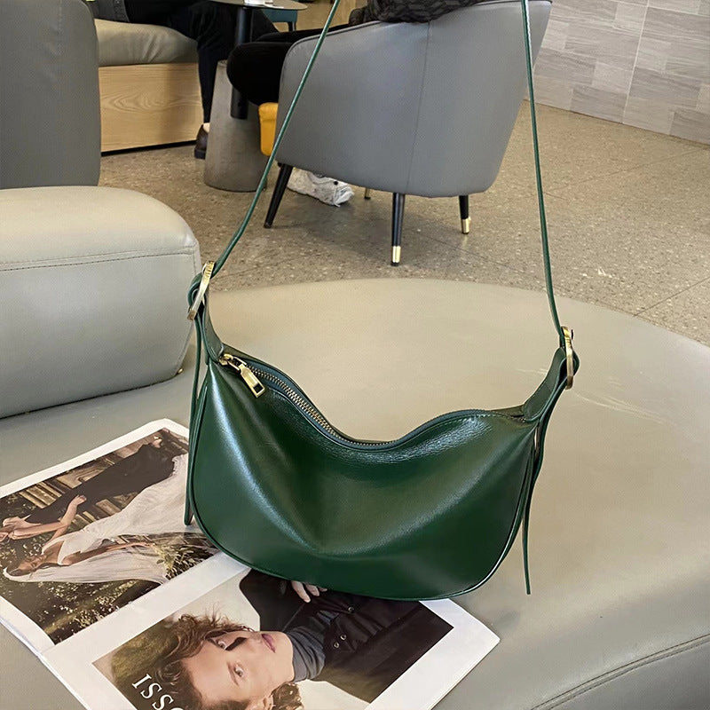 Women's Dumpling Genuine Leather Underarm Large Capacity Bags