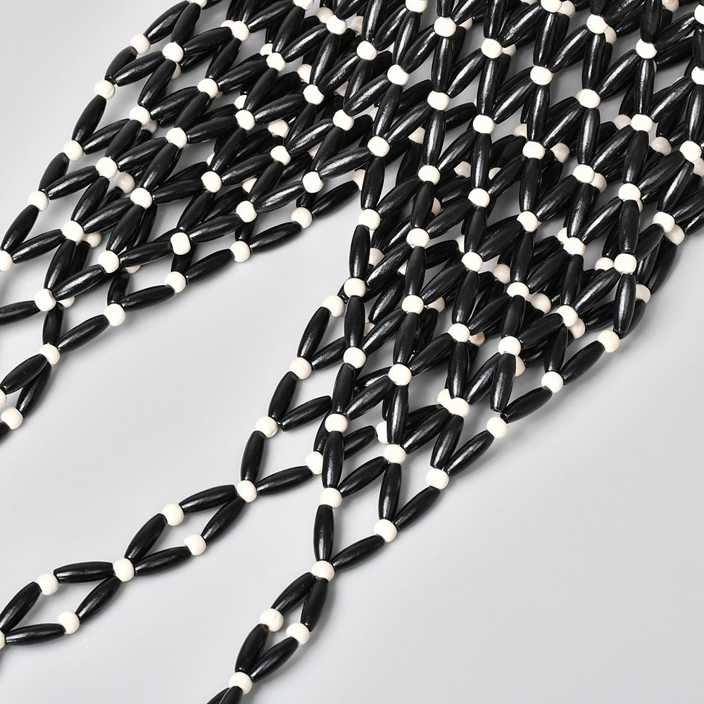 Women's Woven Summer Niche Design Hollow With Wooden Handbags