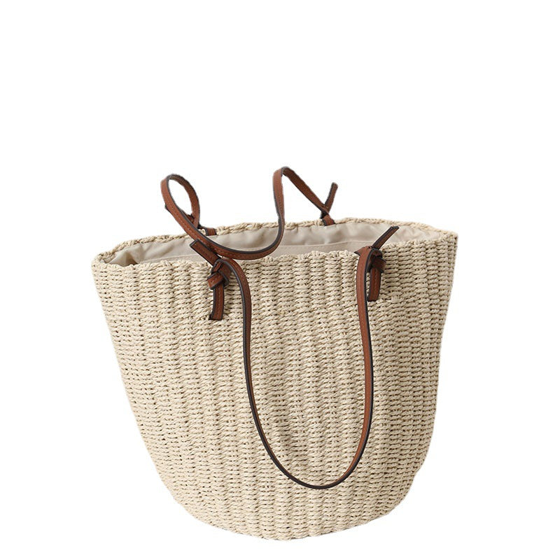 Women's Korean Style Retro Straw Portable Rattan Weave Shoulder Bags