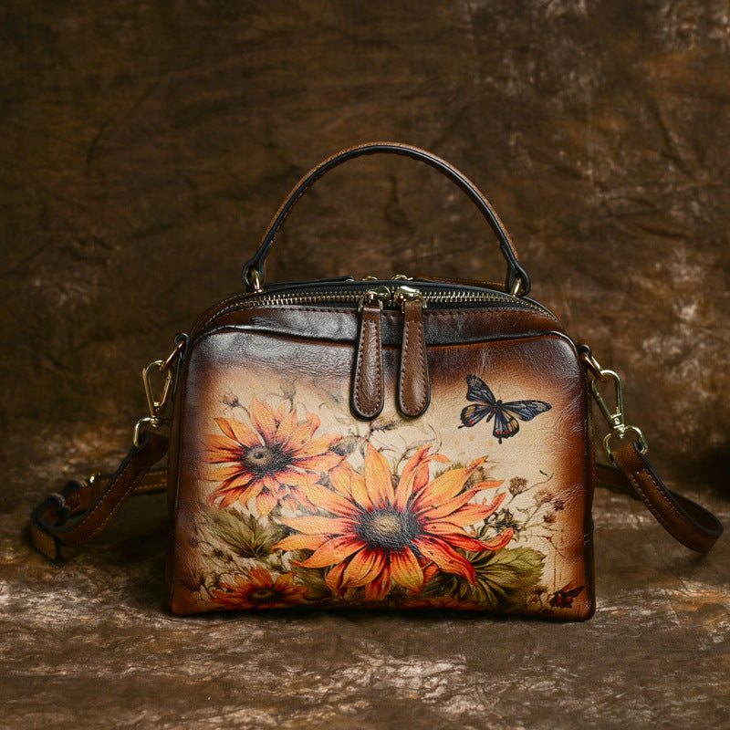 Women's Fashion Textured Retro Painted Niche Handbags