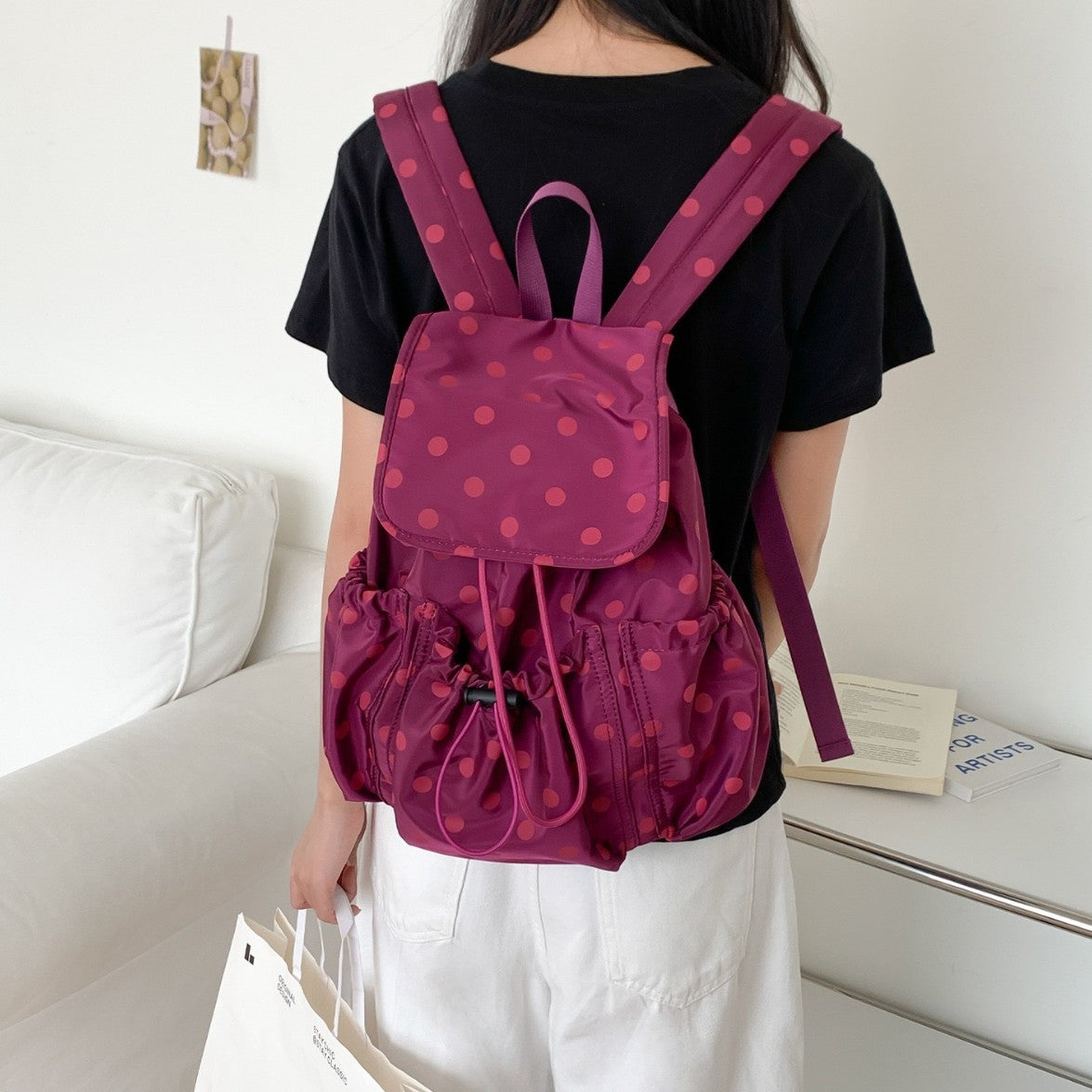 Women's Summer Preppy Style Popular Polka Dot Design Tote Bags