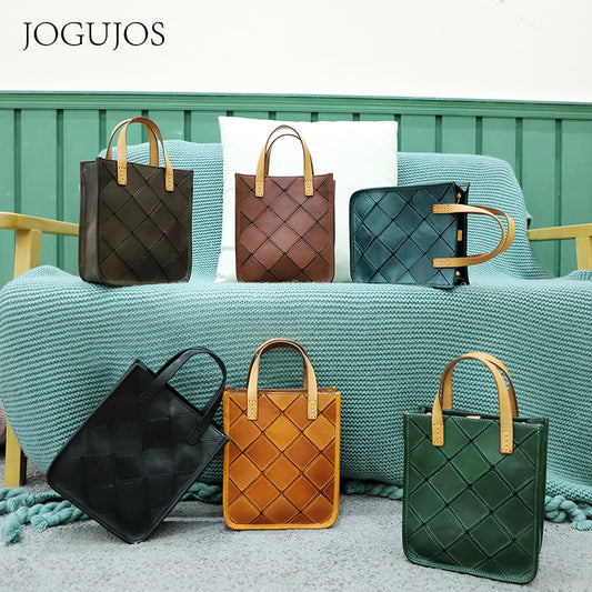 Women's First Layer Cowhide Vintage Stitching Genuine Shoulder Bags