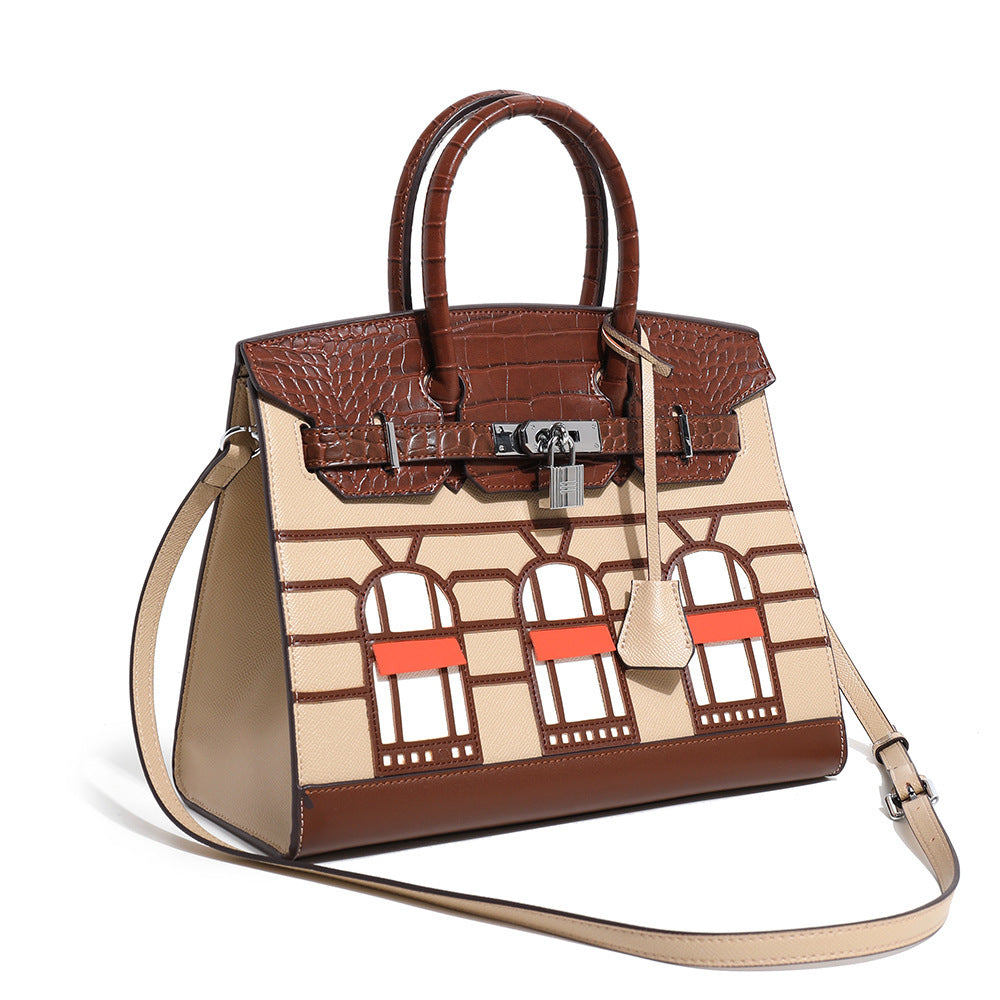 Women's Design Fashion Simple Platinum Leather Versatile Handbags