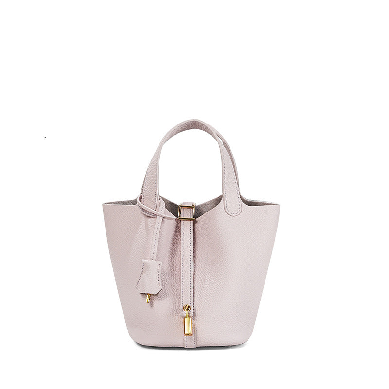 Women's Quality First Layer Cowhide Niche Basket Leather Large Bags