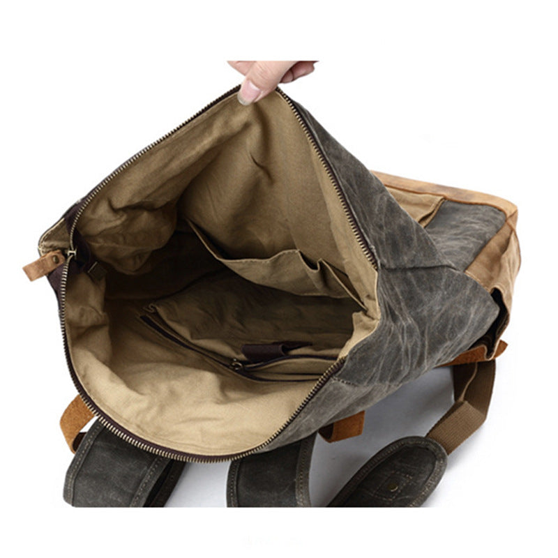 Men's Style Oil Wax Canvas Computer Fashion Backpacks