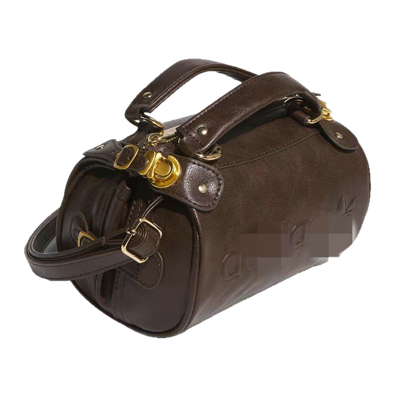 Women's & Men's & Clover Retro Pillow Round Brown Bags