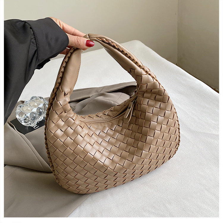 Women's Textured Woven Versatile Niche Trend Commuter Shoulder Bags