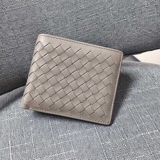 Men's Genuine Leather Short Sheepskin Hand-woven Lightweight Men's Wallets
