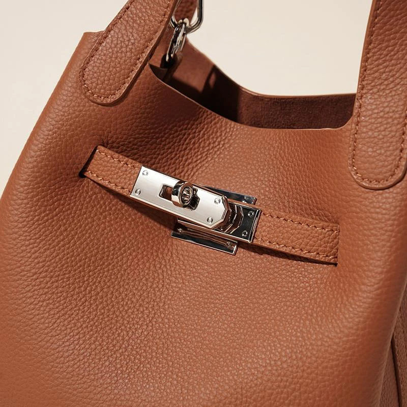 Comfortable Women's Basket Cowhide High-grade Light Shoulder Bags