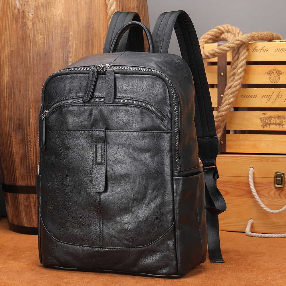 Men's Genuine Leather Business First Layer Cowhide Backpacks