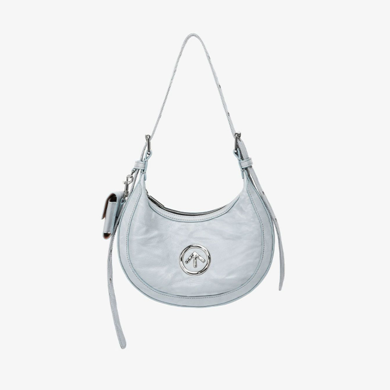 Moon Italian Pleated Leather Trendy Underarm Crossbody Bags