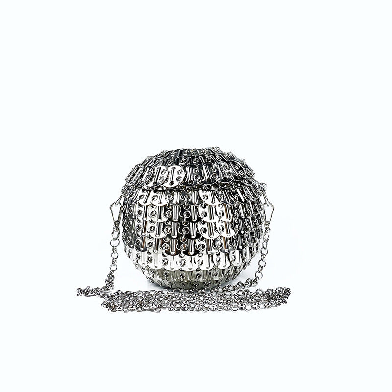 Niche Sier Metal Inflexible Sequins Hand-woven Crossbody Bags