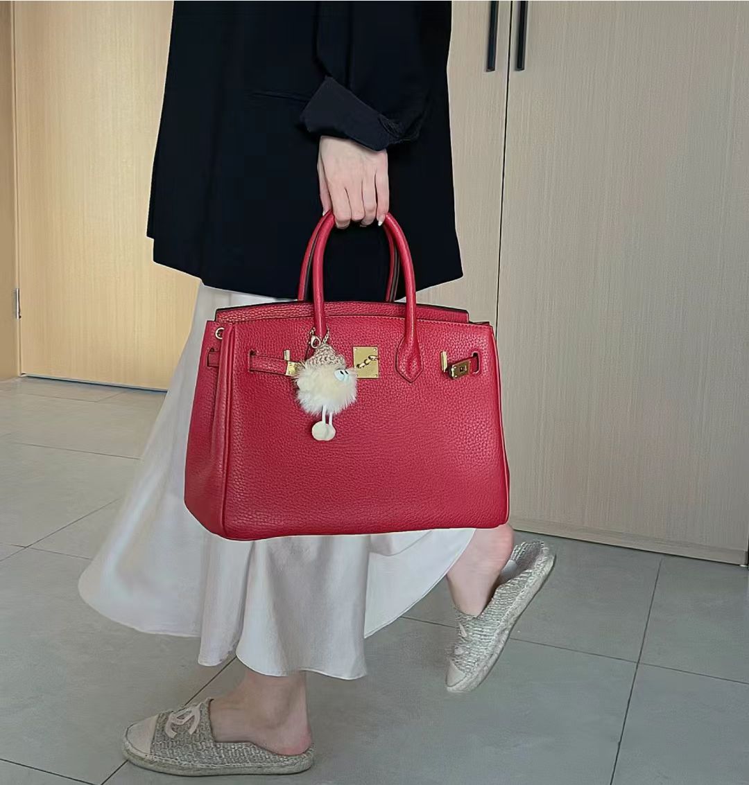 Women's Layer Cowhide Lychee Pattern Crocodile Portable Handbags