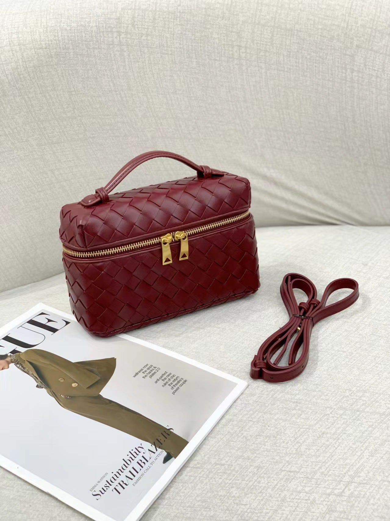 Leather Hand-woven Vintage Weave Lunch Box Backpacks