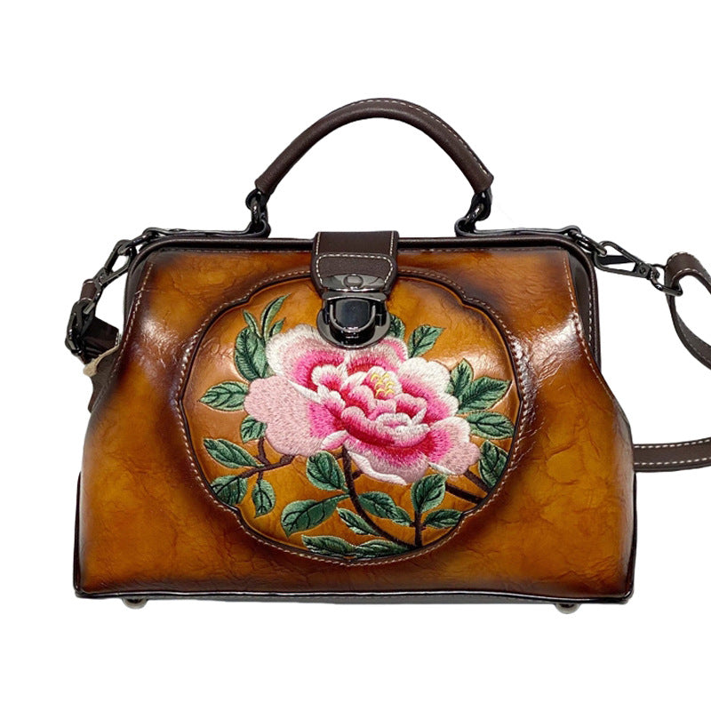 Women's Retro Style Embroidery With Cheongsam Cotton Shoulder Bags