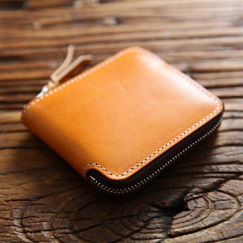 Men's Vintage Zipper Multifunctional First Layer Short Men's Wallets