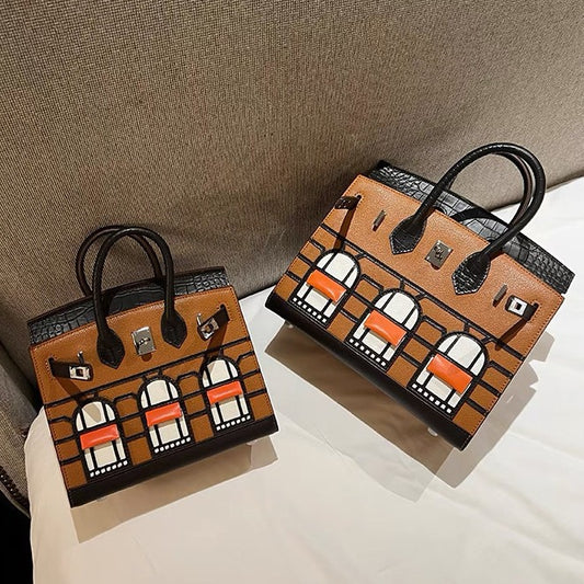 Leather High-grade Crocodile Pattern Stitching Palm Handbags