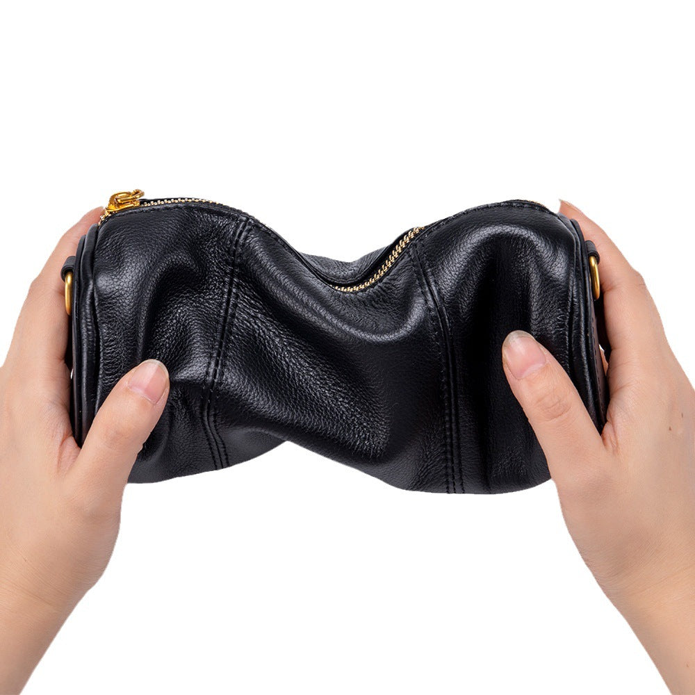 Women's Layer Leather Elegant Round Large Capacity Niche Bags