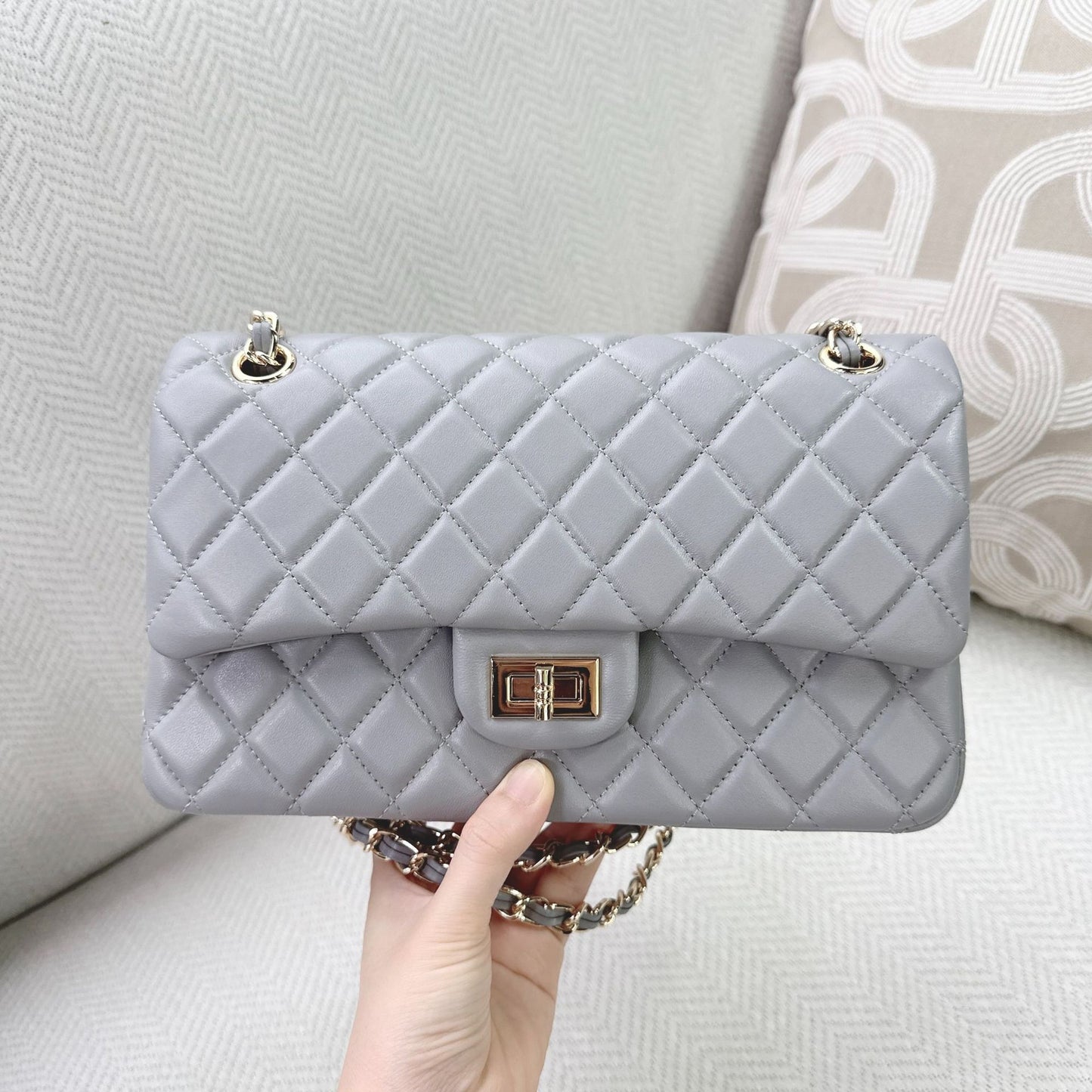 Women's Genuine Leather Classic Style Diamond Chain Armpit Bags