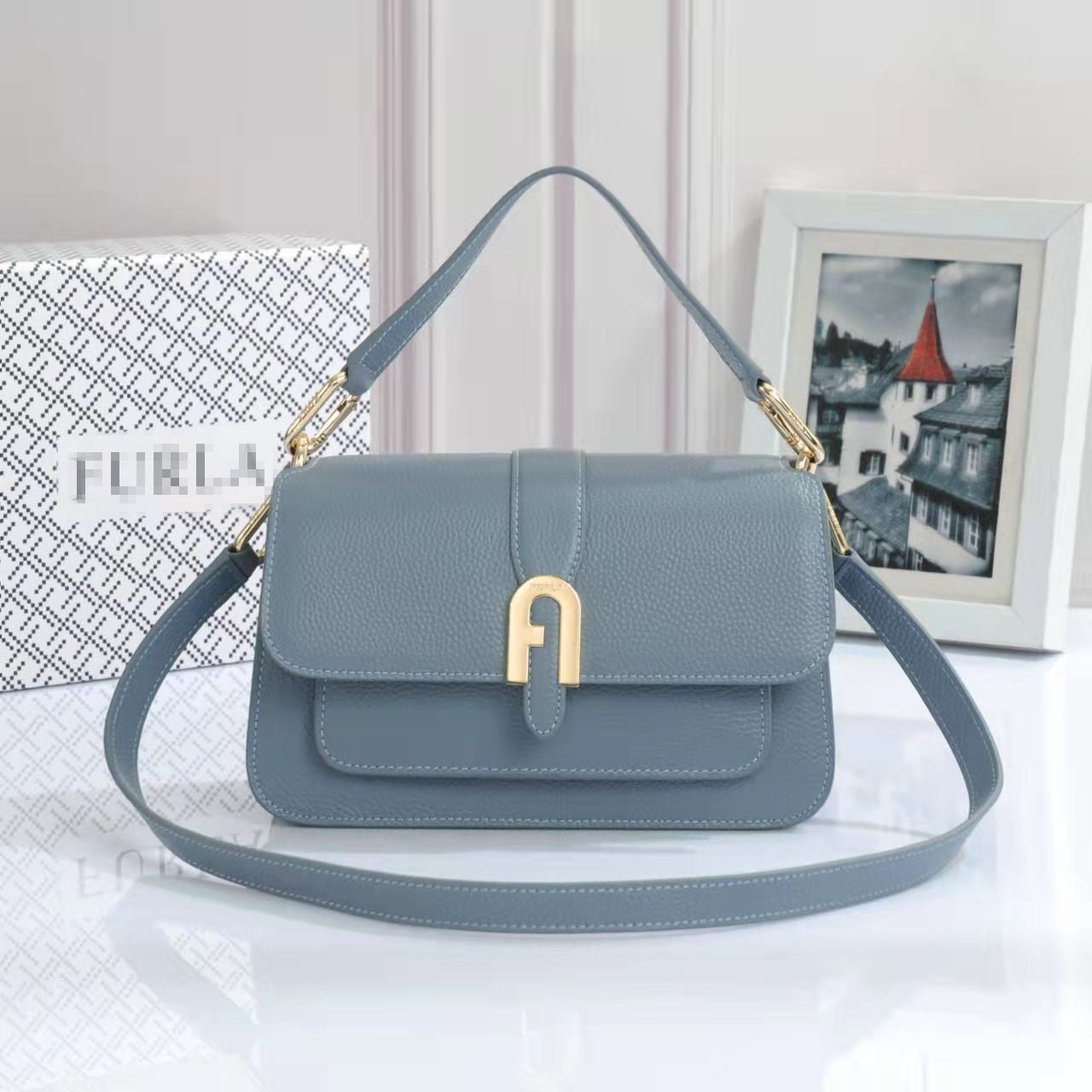 Women's F Home Cowhide Flip Fashion Crossbody Bags