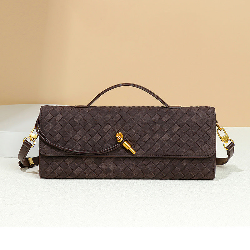 High-grade Hand-woven Dinner File Frosted Horizontal Crossbody Bags