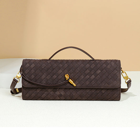 High-grade Hand-woven Dinner File Frosted Horizontal Crossbody Bags