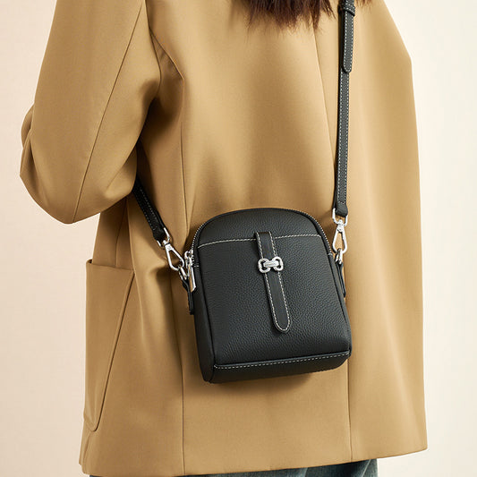 Women's Mobile Genuine Leather First Layer Cowhide High Crossbody Bags