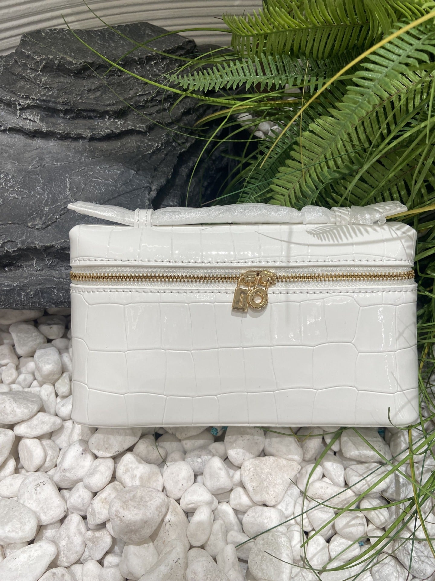 Crocodile Pattern Box Genuine Leather Lunch Shoulder Bags