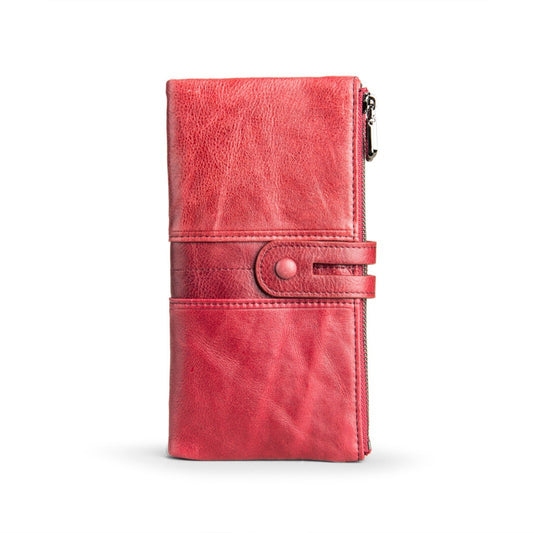 Women's Fashion Cowhide Long First Layer Clutch Ladies Wallets