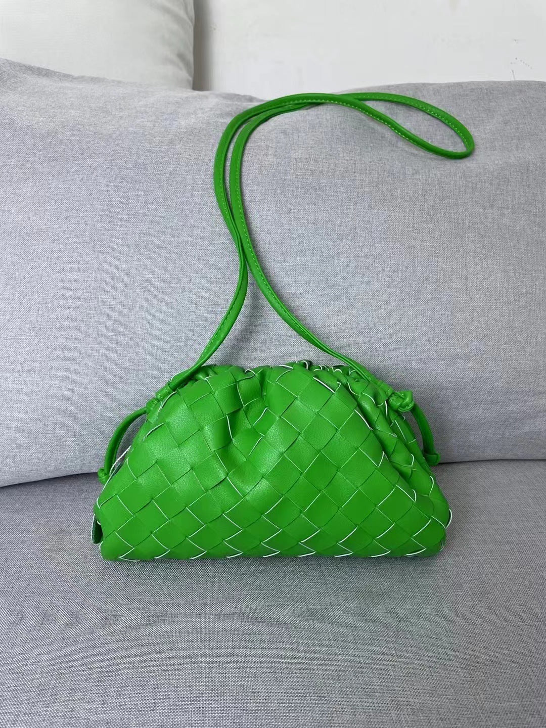 Women's Genuine Leather Cloud Cowhide Woven Xi Crossbody Bags