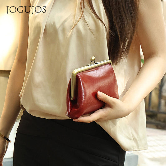 Women's Genuine Leather Hasp Candy Color Storage Handbags
