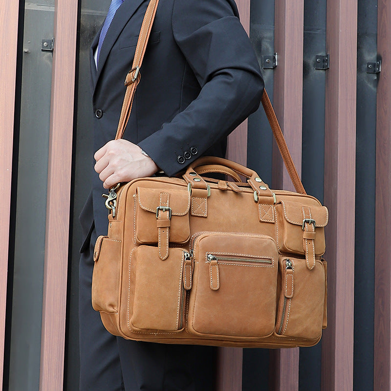 Men's Top Layer Leather Vintage Crazy Horse Men's Handbags