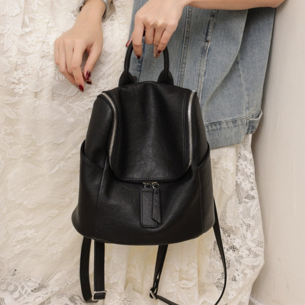 Genuine Leather Fashion Niche High Sense Backpacks